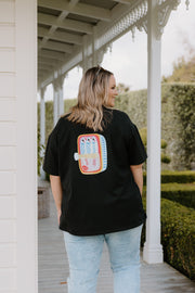 Oversized Tee - Black w Sardine