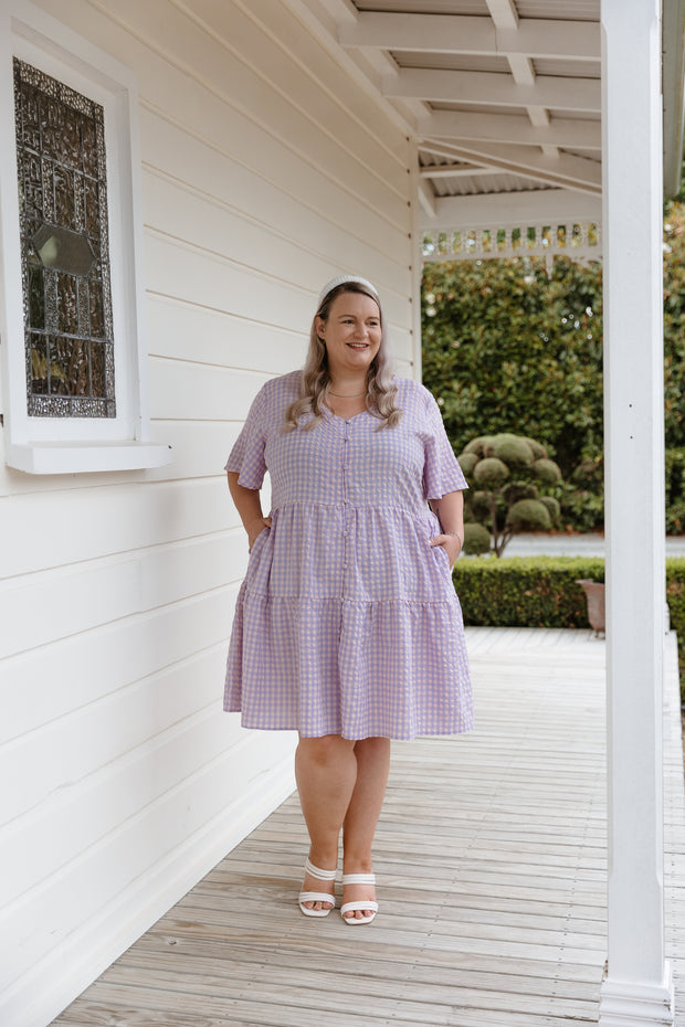 Eden Dress - Lilac/pink check