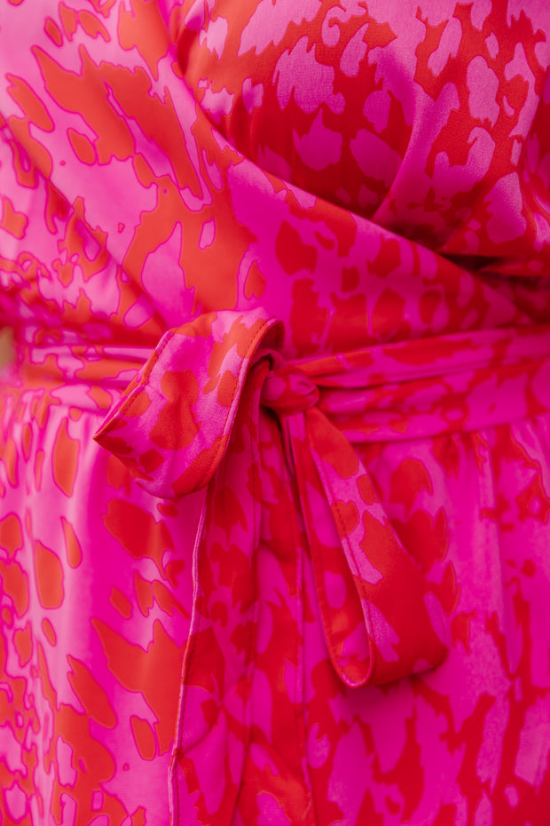 Nadia Dress - Red/Pink Splash