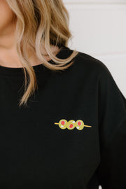 Oversized Tee - Black w Sardine