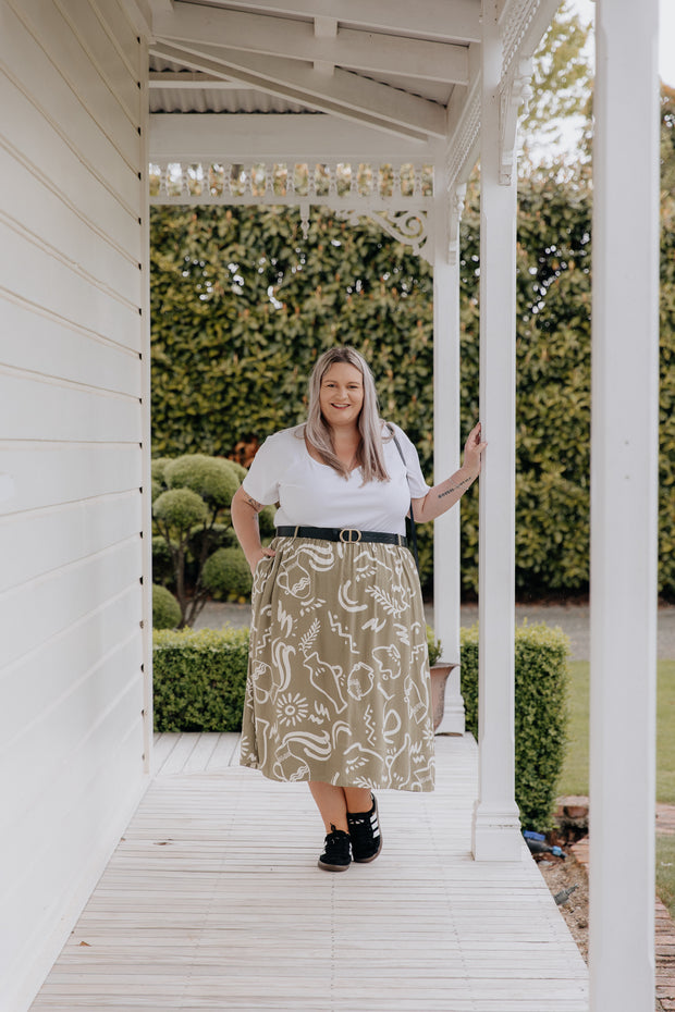 Sammy Skirt - Khaki Pattern