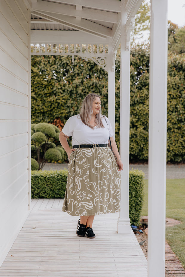 Sammy Skirt - Khaki Pattern