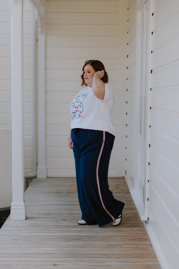 Barry Pants - Navy/Red Heart
