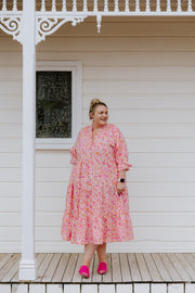 Paisley Dress - Pink Yellow Floral