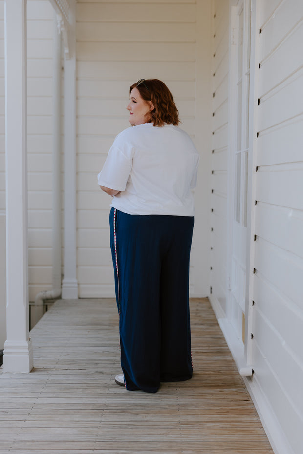 Barry Pants - Navy/Red Heart