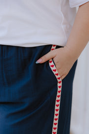 Barry Pants - Navy/Red Heart