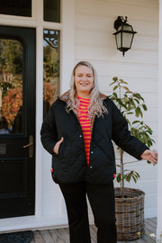 Quilted Jacket (Hood) - Black