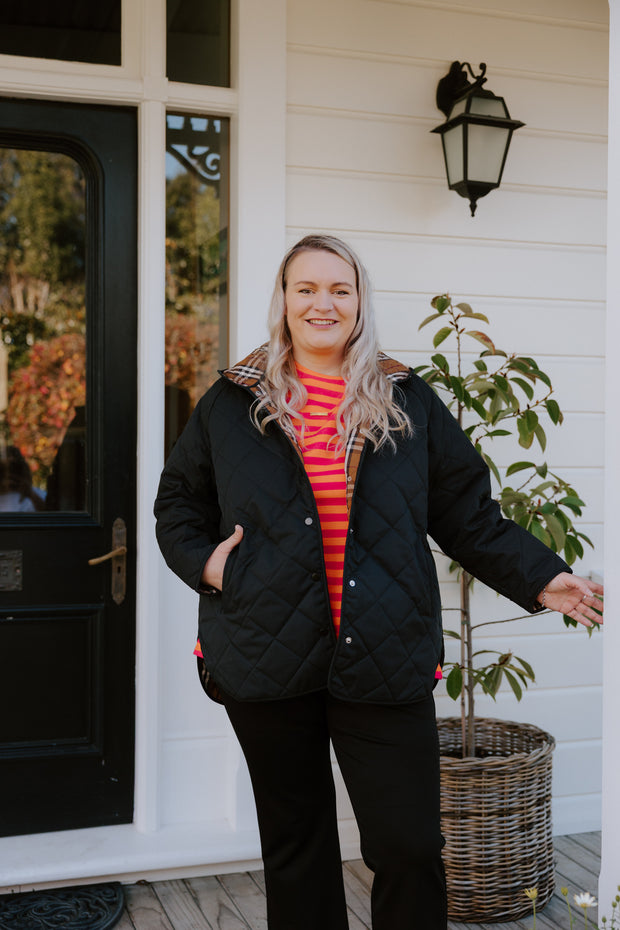 Quilted Jacket (Hood) - Black