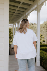 Oversized Tee - White w Bow