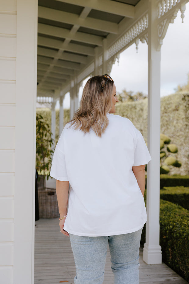 Oversized Tee - White w Bow