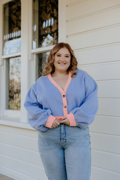 Crop Cardi - Lilac/Peach