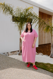 Ansel Dress - Pink/White Stripe