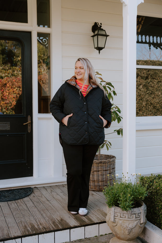 Quilted Jacket (Hood) - Black