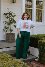 Barry Pants - Forest Green/Pink Heart