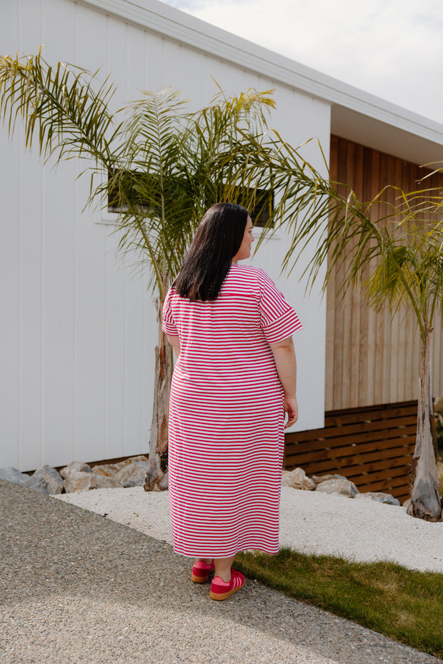 Ansel Dress - Pink/White Stripe