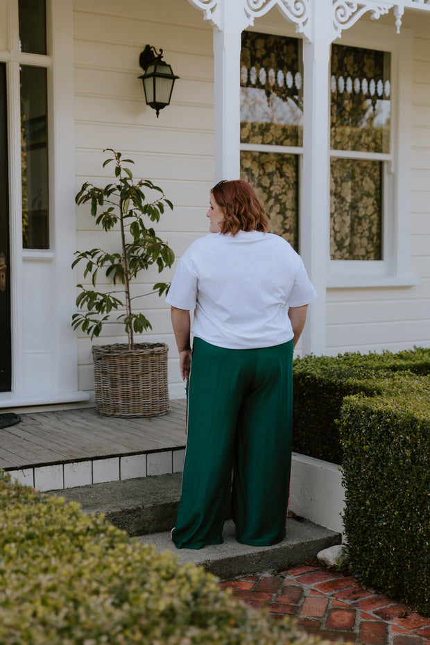 Barry Pants - Forest Green/Pink Heart