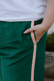 Barry Pants - Forest Green/Pink Heart