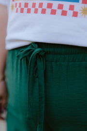 Barry Pants - Forest Green/Pink Heart