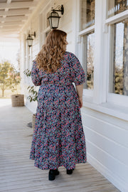 August Dress - Black Neon Floral