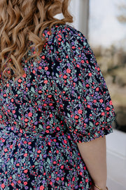 August Dress - Black Neon Floral