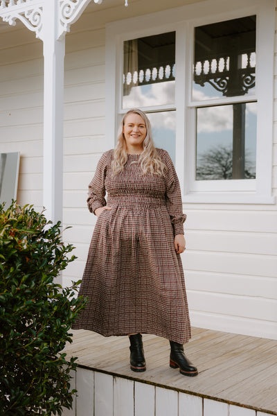Logie Dress - Brown Check