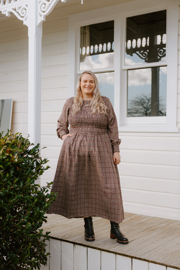 Logie Dress - Brown Check