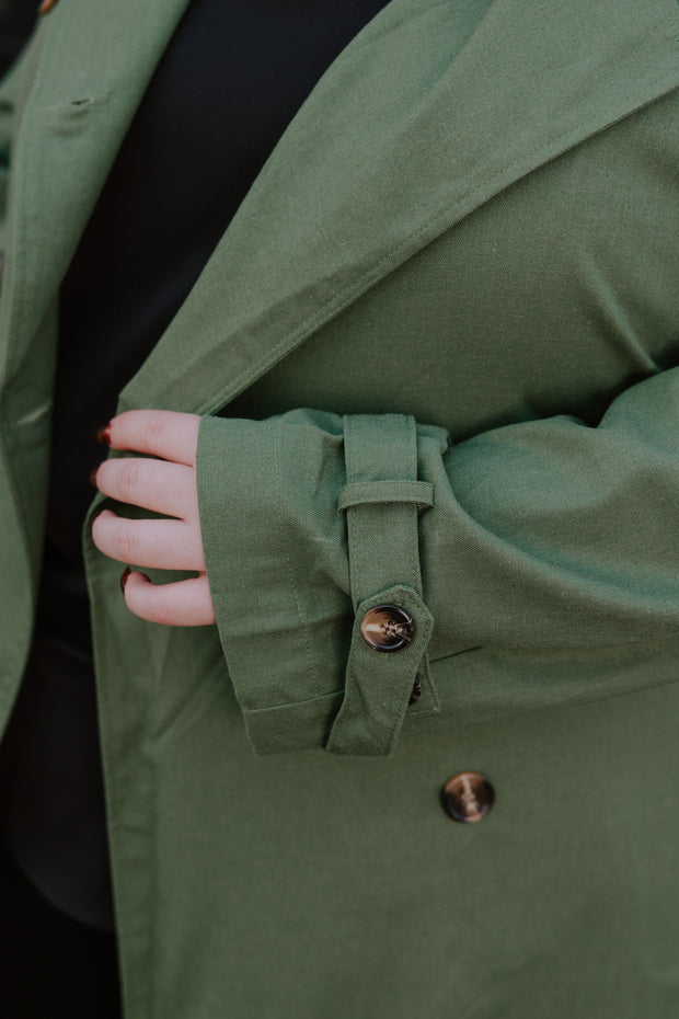 Summer Linen Trench - Olive