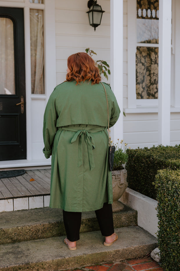 Summer Linen Trench - Olive