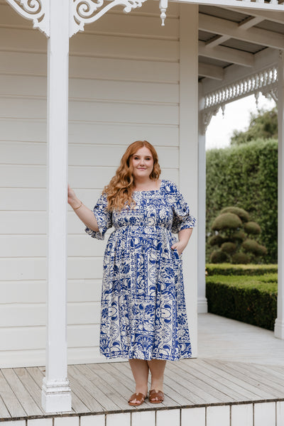 Betty Dress - Blue Tile