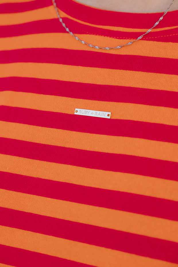 Oversized Tee - Pink/Orange Stripe