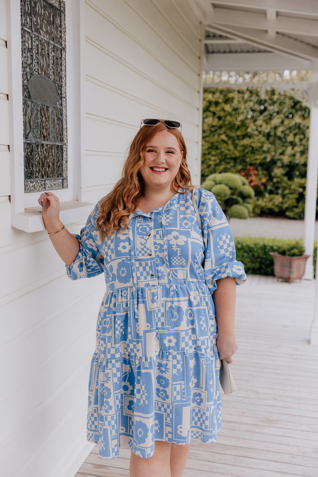 Gin Dress - Blue Tile