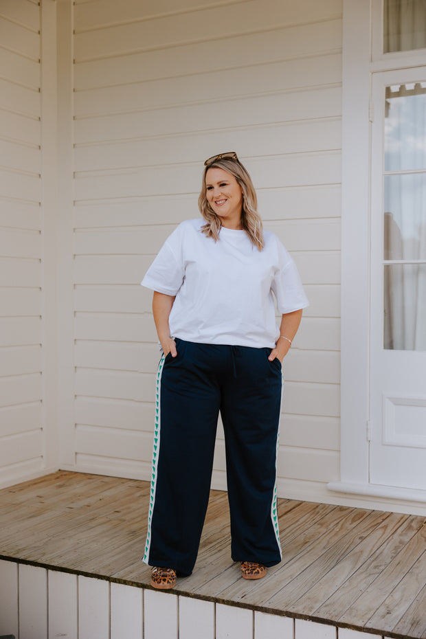 Baz Pants - Navy/Green Heart