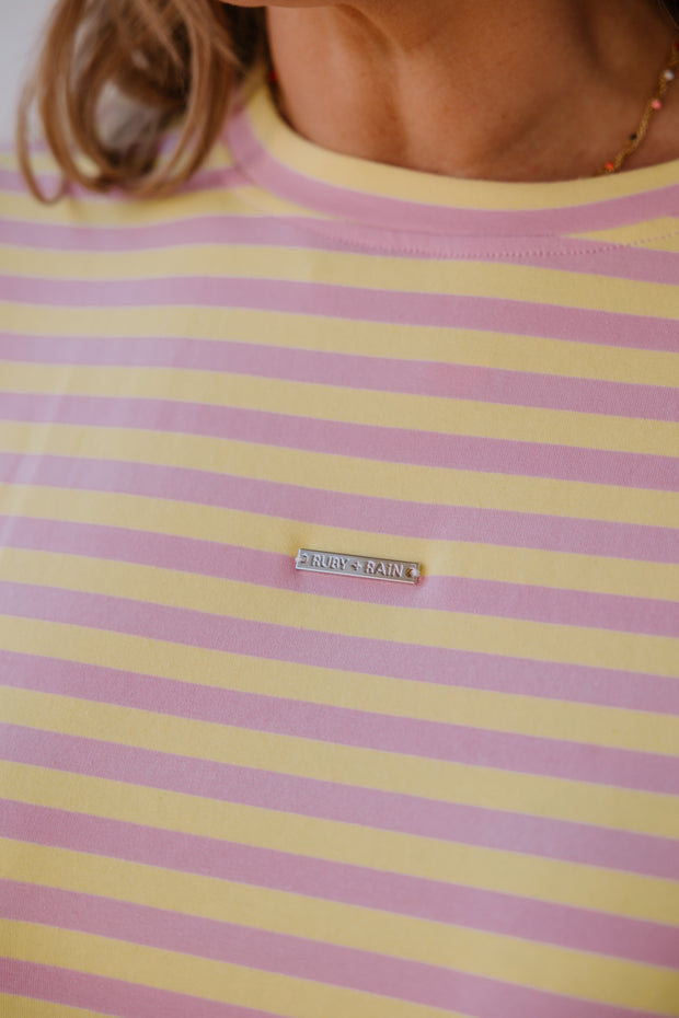 Oversized Tee - Pink/Yellow Stripe