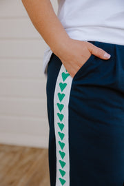 Baz Pants - Navy/Green Heart