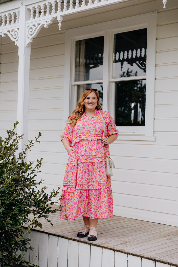 Cece Dress - Pink/Yellow Floral