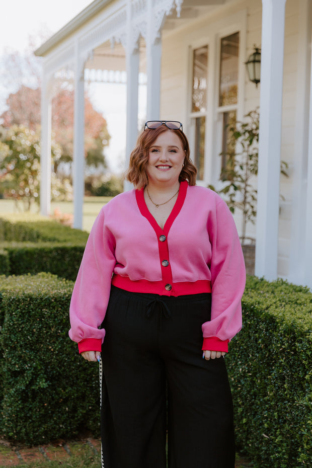 Crop Cardi - Pink/Red