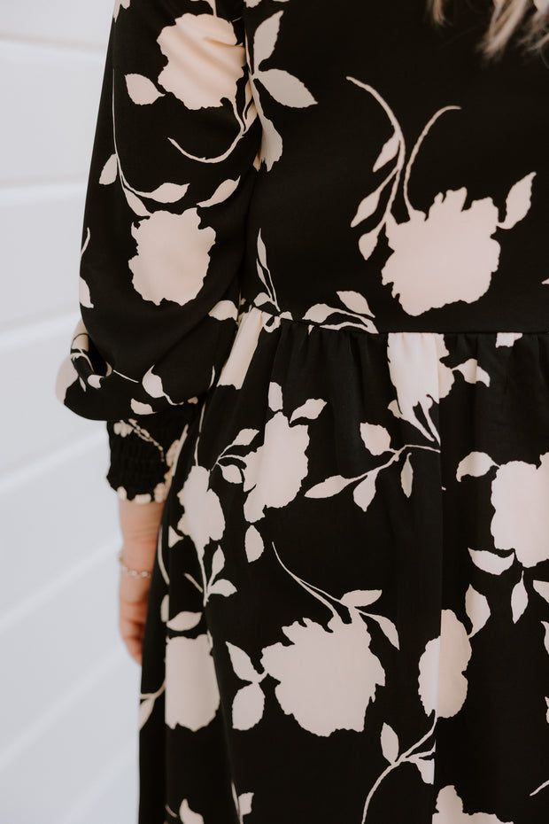 Logie Dress - B/W Floral