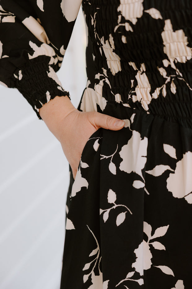 Logie Dress - B/W Floral