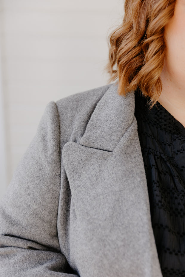 Wool Long Coat - Dark Grey