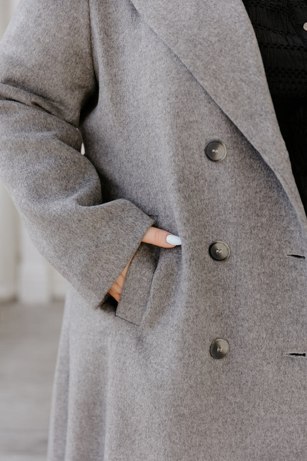 Wool Long Coat - Dark Grey
