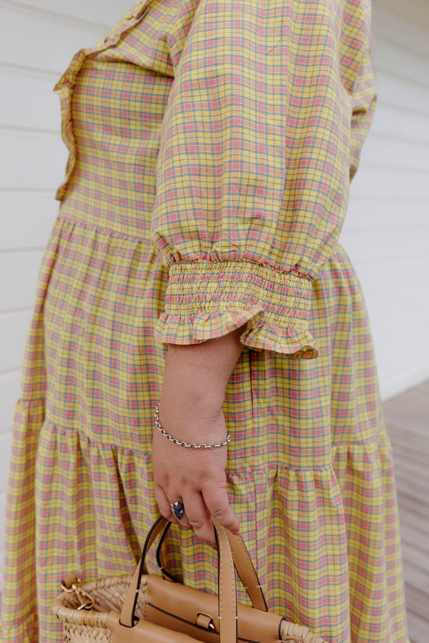 Albie Dress - Yellow/Pink Check