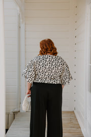 Juno Top - White with Black Floral