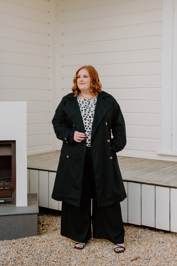 Summer Linen Trench - Black