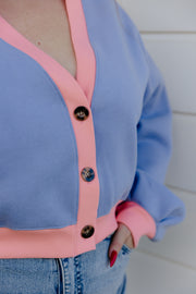 Crop Cardi - Lilac/Peach