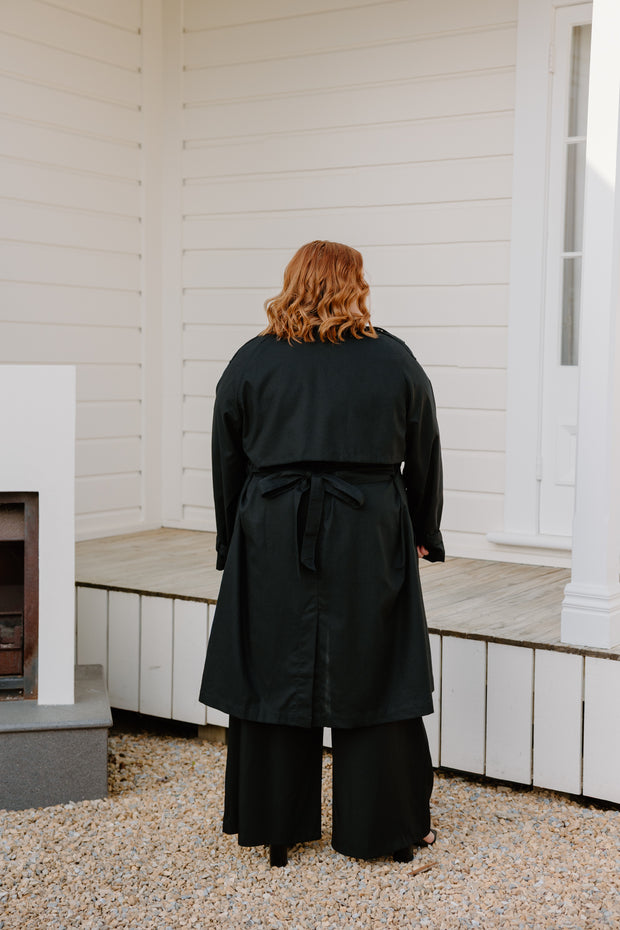 Summer Linen Trench - Black