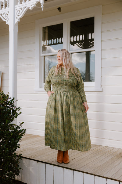Logie Dress - Khaki Check