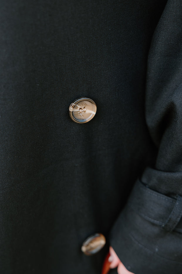 Summer Linen Trench - Black