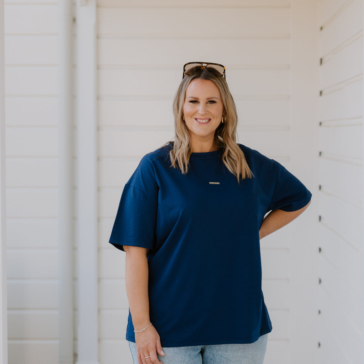 Oversized Tee - Navy – Ruby & Rain