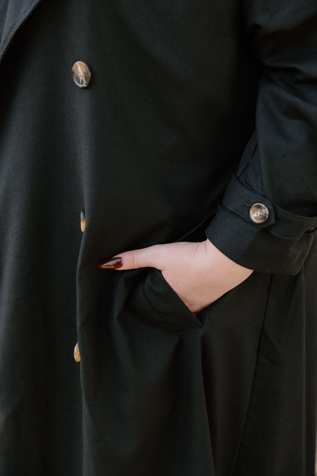 Summer Linen Trench - Black