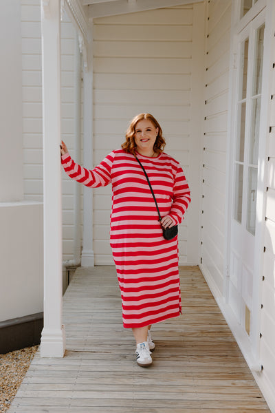 Lauren Dress - Pink/Red Stripe